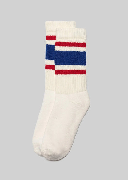 RETRO STRIPE SOCKS- ROYAL BLUE/RED