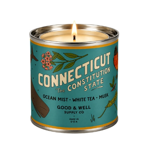 CONNECTICUT STATE COTTON WICK SOY CANDLE 1/2 PINT